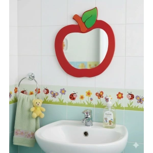 Elma Lavabo Aynası - Anaokulu Lavabo Aynası - Ahşap Ayna - Okul İçin Ayna