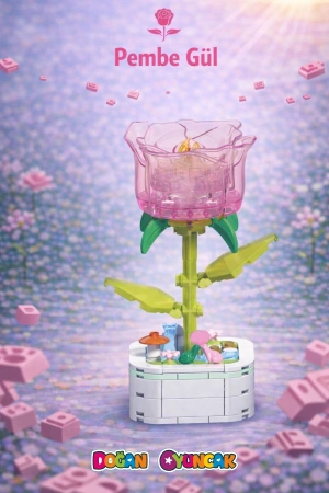 Mikro Blok Kristal Pembe Gül Çiçek Lego - Lego Setleri Mini Lego - Çiçek Lego - Blossom Çiçek Lego