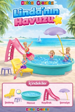 Lindanın Havuzu - Havuz Partisi Oyuncak - Havuz Partisi Seti - Barbie Havuz Seti