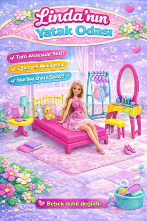 Lindanın Yatak Odası - Yatak Odası Oyuncak - Yatak Odası Seti - Barbie Yatak Odası