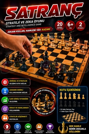 Ahşap Satranç Oyunu - Akıl ve Zeka Oyunu - Moli Satranç Oyunu - Strateji Oyunu