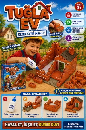 Brick House Minyatür Inşaat Seti - Tuğla İnşaat Seti Ev Yapma Seti Kiramit Seti