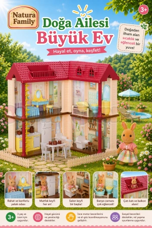 Doğa Ailesi Villa Evi Oyuncak Ev - Tavşan Ailesi Oyun Evi Tavşan Tatil Evi Sylvanian Evi