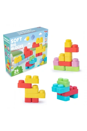 Yumuşak Soft Lego Seti 24 Parça - Büyük Yumuşak Bloklar - Büyük Soft Lego Oyuncakları - Yumuşak Lego - Soft Lego