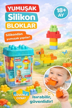 Yumuşak Bloki Blokları Kova 42 Parça - Büyük Yumuşak Bloklar - Büyük Soft Lego Oyuncakları