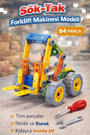Hanye Sök-Tak Forklift Makinesi Modeli - Oyuncak Söktak İnşaat Modeli - Lego Setleri