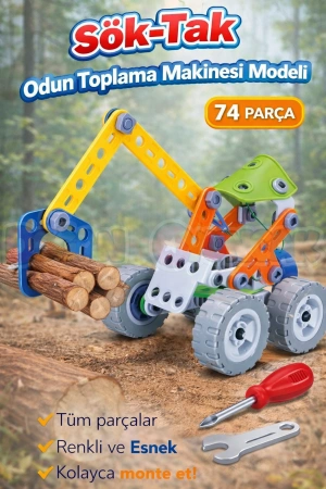 Hanye Sök-Tak Odun Toplama Makinesi Modeli - Oyuncak Söktak İnşaat Modeli - Lego Setleri