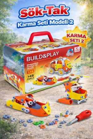 Hanye Sök-Tak Karma Seti Modeli 2 - Oyuncak Söktak 5i Bir Arada Çanta Modeli - Lego Setleri