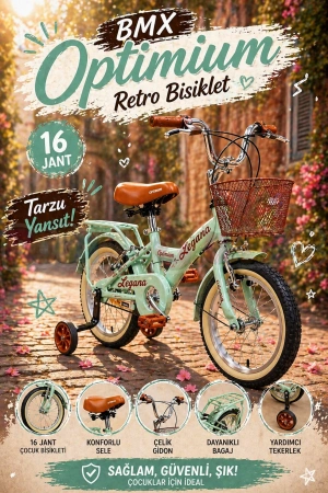 BMX Legano Optimum Series Retro 16 Jant Çocuk Bisikleti Yeşil - Legano 16 Jant Bisiklet Retro BMX Bisiklet