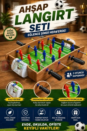 Ahşap Langırt Seti - Ahşap Oyuncak - Futbol Oyuncakları - Top Oyuncak Langırt Setleri - Langırt Oyuncakları - Ahşap Masa Oyunu