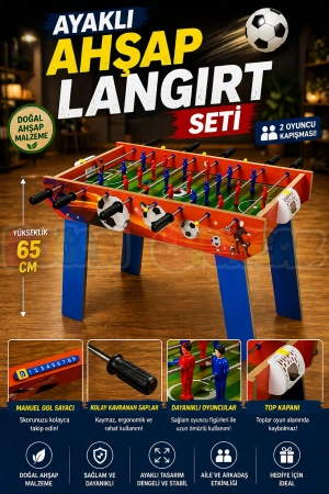 Ayaklı Ahşap Langırt Seti - Ahşap Oyuncak - Futbol Oyuncakları - Top Oyuncak Langırt Setleri - Langırt Oyuncakları - Ahşap Masa Oyunu
