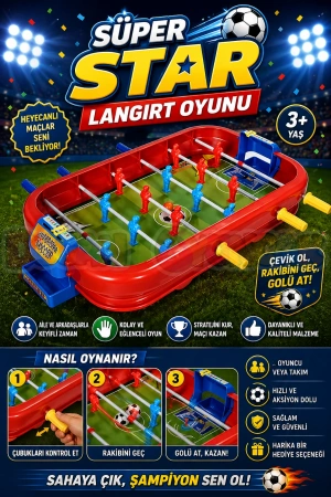 Süper Star Langırt Oyunu - Futbol Maçı Oyuncak - Futbol Oyuncakları - Top Oyuncak Langırt Setleri - Langırt Oyuncakları - Masa Oyunu