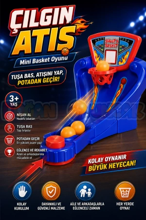 Çılgın Atış Oyunu - Mini Basket Oyunu - Basket Atma Oyunu Basketbol Maçı - Basketbol Oyuncak - Basket Oyunu