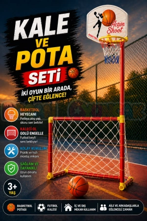 Kale ve Pota Seti - Futbol Kalesi ve Basketbol Potası Oyunu - Basket Atma Oyunu Basketbol Maçı - Futbol Kale Maçı