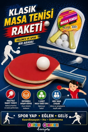 Klasik Masa Tenisi Raketi - Okul İçin Masa Tenisi Raketi - Tenis Oyuncakları - Masa Tenisi Oyunu - Raket