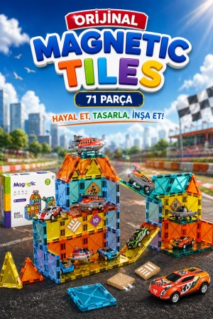 Orijinal Magnetic Tiles 71 Parça Manyetik Lego - Magnetic Magical Magnet - Mıknatıslı Lego