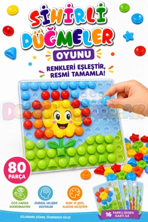 Sihirli Düğmeler Oyunu - Oyuncak Sihir Düğmeler - Renkleri Yerine Yerleştirme Oyunu Resim Oyunu