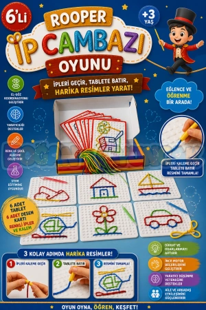 6lı Rooper İp Cambazı Oyunu - Oyuncak İp Geçirme - Resim Oyunu Rooper Oyunu - Anaokulu Oyuncak