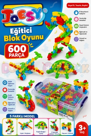 Joesy Eğitici Blok Oyunu 600 Parça - Oyuncak Lego Seti - Birbirine Geçmeli STEM Lego Seti - Eğitici Oyuncak