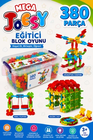 Mega Joesy Eğitici Blok Oyunu 380 Parça - Oyuncak Lego Seti - Birbirine Geçmeli STEM Lego Seti - Eğitici Oyuncak