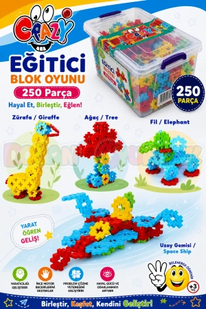 Crazy Eğitici Blok Oyunu 250 Parça - Oyuncak Lego Seti - Birbirine Geçmeli STEM Lego Seti - Eğitici Oyuncak