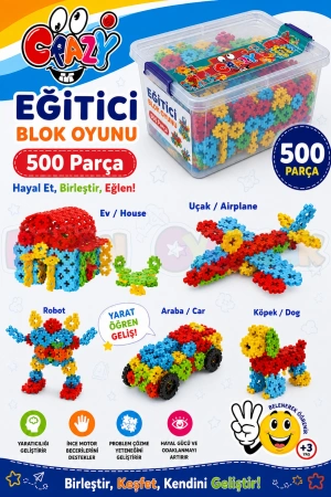 Crazy Eğitici Blok Oyunu 500 Parça - Oyuncak Lego Seti - Birbirine Geçmeli STEM Lego Seti - Eğitici Oyuncak