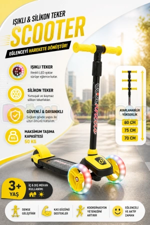 Cool Wheels Sarı Twist Işıklı 3 Tekerlekli Scooter - Işıklı Scooter - CoolWheels Scooter - Çocuk Scooter - İttir Git