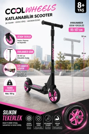 Cool Wheels 8+ Yaş Pembe 2 Tekerlekli Katlanabilir Scooter - CoolWheels Scooter - Çocuk Scooter