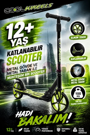 Cool Wheels 12+ Yaş Sarı 2 Tekerlekli Katlanabilir Scooter - CoolWheels Scooter - Genç Scooter