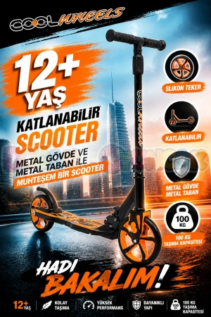 Cool Wheels 12+ Yaş Turuncu 2 Tekerlekli Katlanabilir Scooter - CoolWheels Scooter - Genç Scooter