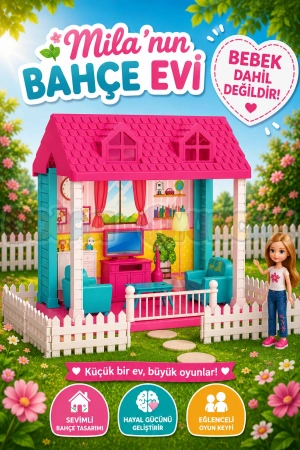 Milanın Bahçe Evi - Ev Oyuncak - Milanın Bahçe Ev Seti - Barbie Ev Seti - Rüya Evi - Oyun Evi
