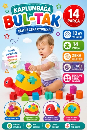 Kaplumbağa Bul-Tak - Bultak Lego - Bebek Oyuncağı - Şekil Takmaca