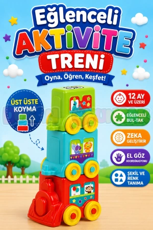 Eğlenceli Aktivite Treni - Üst Üste Dizmece - Bebek Oyuncağı - Tren Oyuncakları