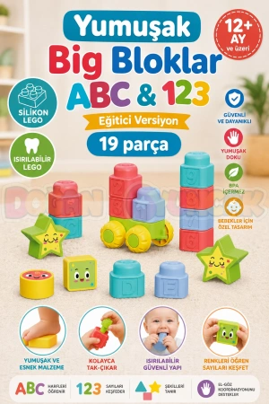 Yumuşak Big Bloklar ABC & 123 - Büyük Yumuşak Bloklar - Büyük Soft Lego Oyuncakları