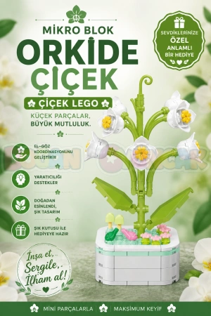 Mikro Blok Orkide Çiçek Lego - Lego Setleri Mini Lego - Çiçek Lego - Blossom Çiçek Lego