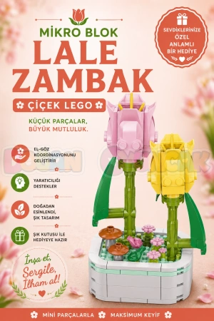 Mikro Blok Lale Zambak Çiçek Lego - Lego Setleri Mini Lego - Çiçek Lego - Blossom Çiçek Lego