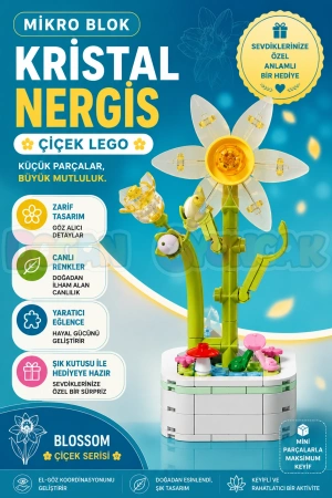 Mikro Blok Kristal Nergis Çiçek Lego - Lego Setleri Mini Lego - Çiçek Lego - Blossom Çiçek Lego
