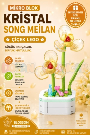 Mikro Blok Kristal Song Meilan Çiçek Lego - Lego Setleri Mini Lego - Çiçek Lego - Blossom Çiçek Lego