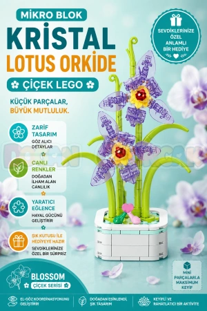 Mikro Blok Kristal Lotus Orkide Çiçek Lego - Lego Setleri Mini Lego - Çiçek Lego - Blossom Çiçek Lego