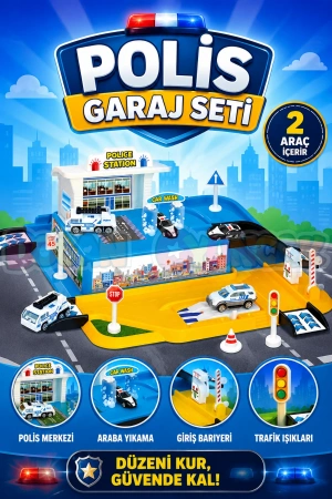 Polis Garaj Seti - Otopark Seti - Araba Seti - Polis İstasyonu - Araç Seti - Araba Oyunu