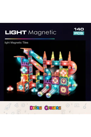 Orijinal Magnetic Tiles Light Version 140 Parça Işıklı Manyetik Lego - Magnetic Magical Işıklı Magnet - Ledli Mıknatıslı Lego