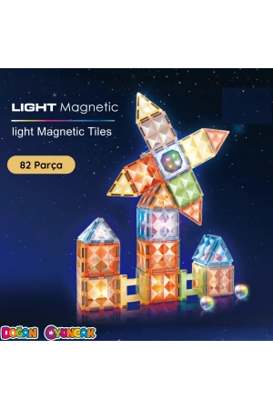 Orijinal Magnetic Tiles Star Diamond Light Version 82 Parça Işıklı Manyetik Lego - Mıknatıslı Lego Ledli Magnetic Işıklı Magnet