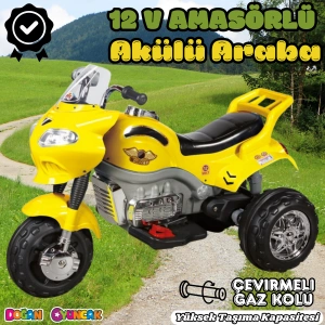 Amortisörlü Akülü Turbo GoWay Motosiklet Sarı - Aliş GoWay Motorsiklet 12 Volt Akülü Motor - Aliş Go Way Motor