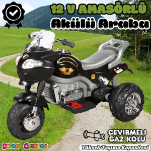 Amortisörlü Akülü Turbo GoWay Motosiklet Siyah - Aliş GoWay Motorsiklet 12 Volt Akülü Motor - Aliş Go Way Motor