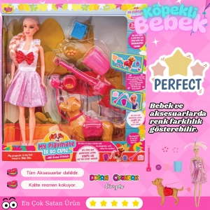 Anlily Sevimli Köpek Oyun Arkadaşım - Oyuncak Köpekli Bebek - Barbie Köpek Eğitimi - Aksesuarlı Köpekçik Oyuncak