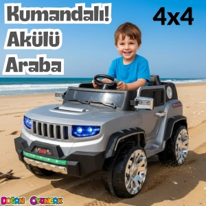 Fenomen Gri Uzaktan Kumandalı 4X4 12 Volt Çift Kişilik Akülü Araba - RC Jeep 4x4 Akülü Araba