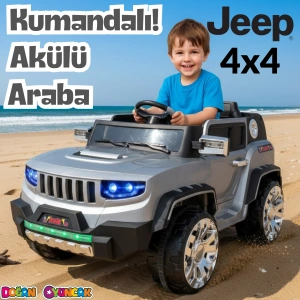Fenomen Gri Uzaktan Kumandalı 4X4 12 Volt Çift Kişilik Akülü Araba - RC Jeep 4x4 Akülü Araba
