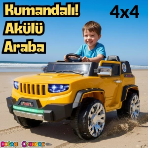 Fenomen Sarı Uzaktan Kumandalı 4X4 12 Volt Çift Kişilik Akülü Araba - RC Jeep 4x4 Akülü Araba