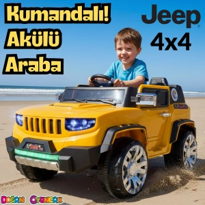 Fenomen Sarı Uzaktan Kumandalı 4X4 12 Volt Çift Kişilik Akülü Araba - RC Jeep 4x4 Akülü Araba
