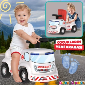 Go Hero Ambulans Arabası - Binmeli Araba İlk Arabam - Çocuk Arabası - İlk Adım Arabası - 4 Teker Araç